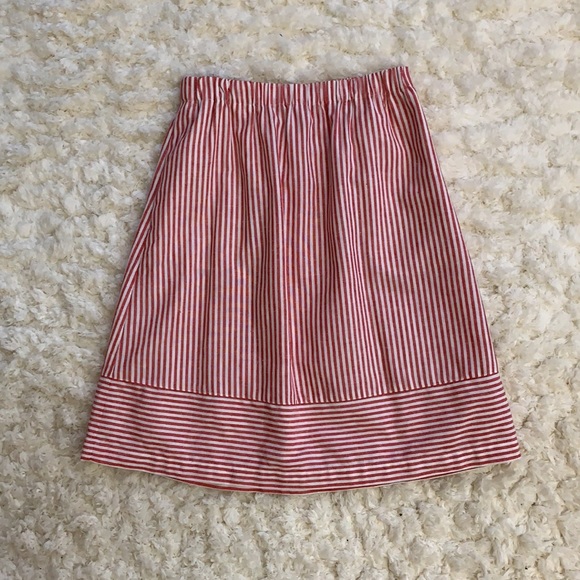 J Crew Factory Red and White Striped Cotton Linen Midi Skirt Size XS - Picture 2 of 5